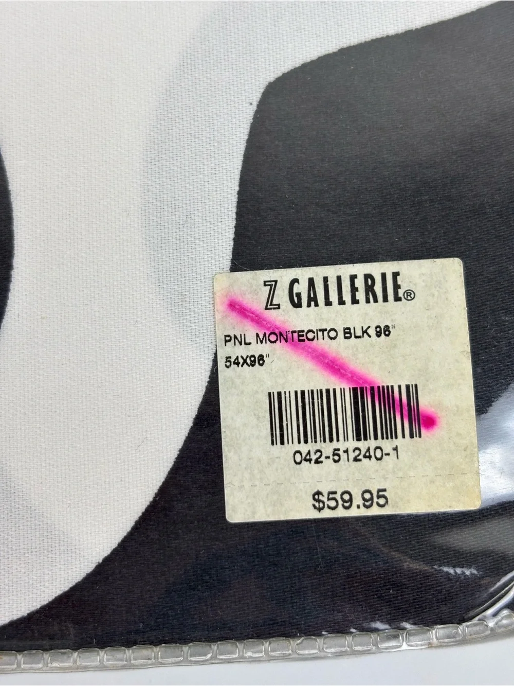 Z Gallerie Montecito Drapery Panels-pair(2)-Bold Blk/Wht Scroll Print-NEW